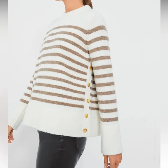 Cream and Tan Stripe Bonnie Sweater
